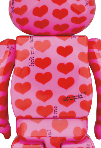 400% & 100% Bearbrick Set - Pink Heart by HIDE by Medicom Toys