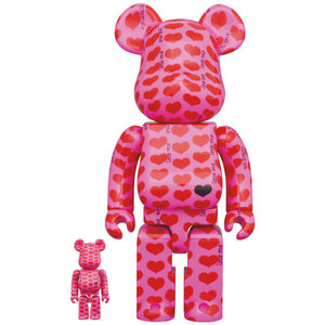 Medicom Toy 400% & 100% Bearbrick Set - Pink Heart by HIDE