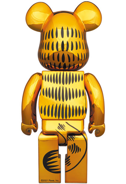 Medicom Toy 400% u0026 100% Bearbrick set - Garfield (Gold Chrome)