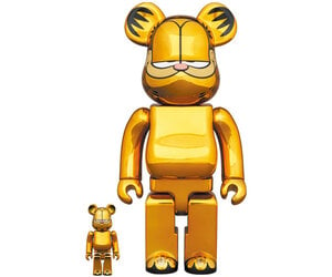 400% & 100% Bearbrick set - Garfield (Gold Chrome) - Mintyfresh