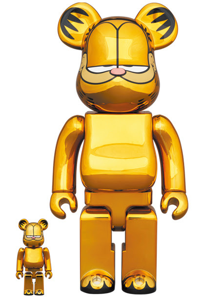 400% & 100% Bearbrick set - Garfield (Gold Chrome) - Mintyfresh