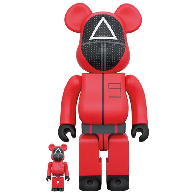 400% & 100% Bearbrick Set - Squid Game (Triangle Guard) by Medicom Toy