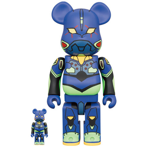 Medicom Toy 400% & 100% Bearbrick Set - Evangelion (EVA Unit 01 - New Paint)