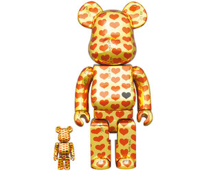 400% & 100% Bearbrick Set - Amplifier Gold Heart by HIDE by ...