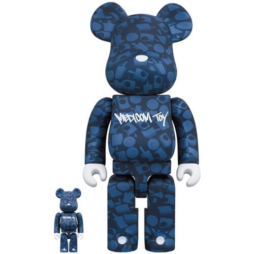 Medicom Toy 400% & 100% Bearbrick Set - Stash (Blue pattern)