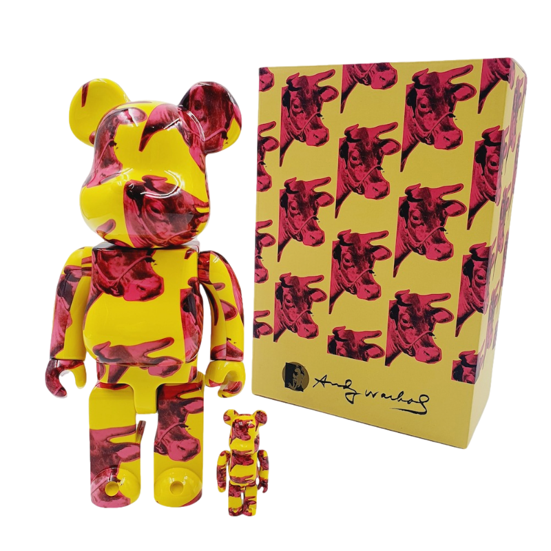 400% & 100% Bearbrick set - Andy Warhol (Cow Wallpaper) by Medicom