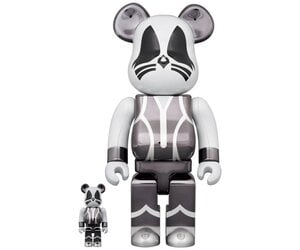 400% & 100% Bearbrick set - KISS Catman (Chrome ed.) by Medicom