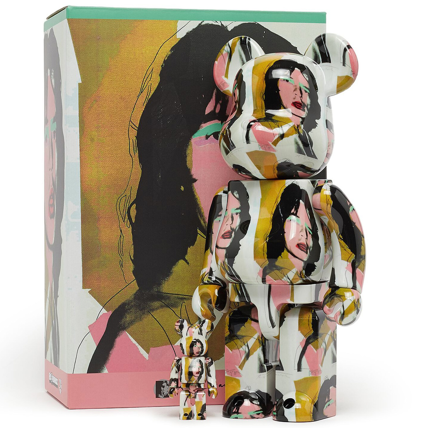 400% & 100% Bearbrick Set - Mick Jagger (Andy Warhol) - Mintyfresh