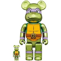 400% & 100% Bearbrick Set - Donatello Chrome (Teenage Mutant Ninja Turtles)