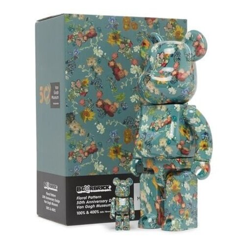 Medicom Toy 400% & 100% Bearbrick set - Vincent Van Gogh (50th Anniversary - Floral Pattern)