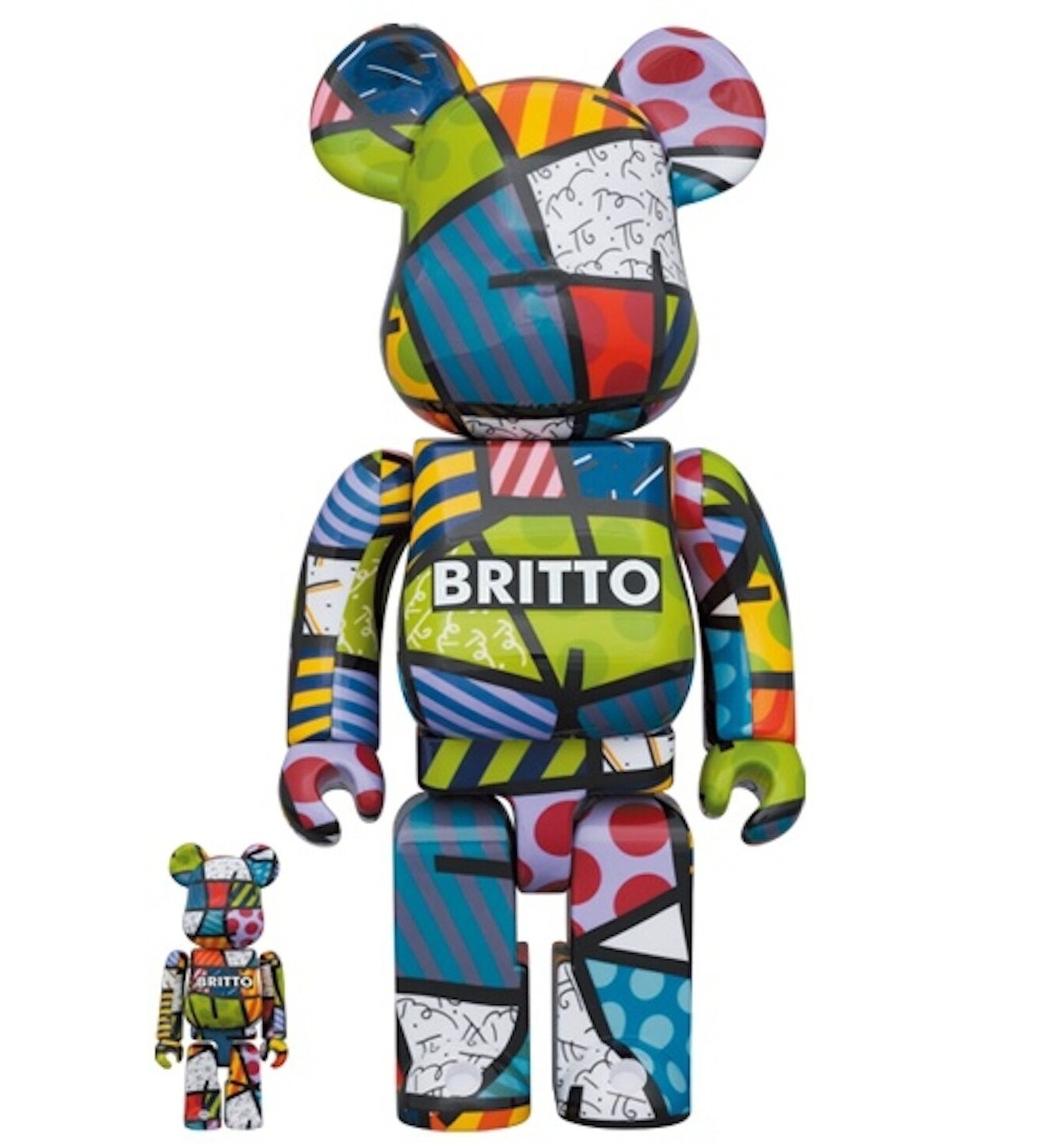 400% & 100% Bearbrick Set - Romero Britto by Medicom Toys