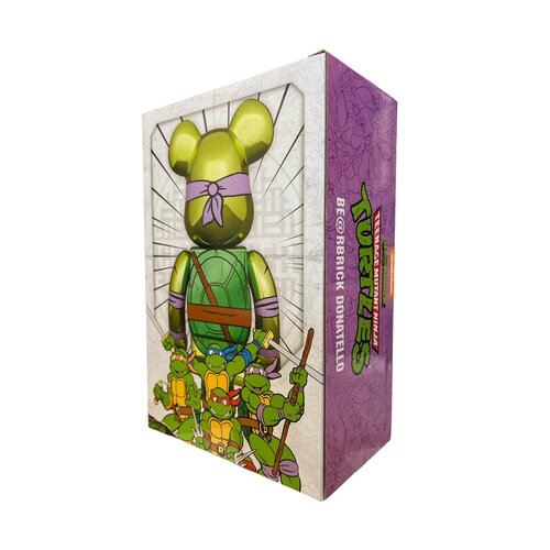 Medicom Toy [DAMAGED BOX] 400% & 100% Bearbrick Set - Donatello Chrome (Teenage Mutant Ninja Turtles)