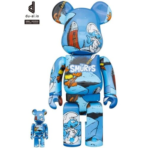 Medicom Toy 400% & 100% Bearbrick set - The Astrosmurf (The Smurfs)