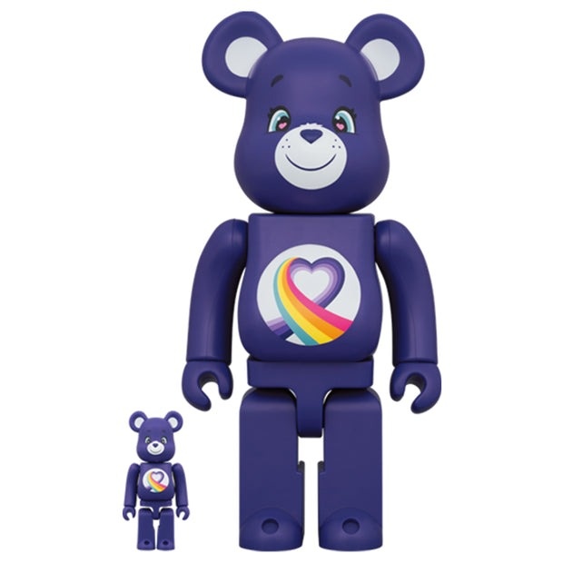 400% & 100% Bearbrick Set - Rainbow Heart Bear (Care Bears) by 