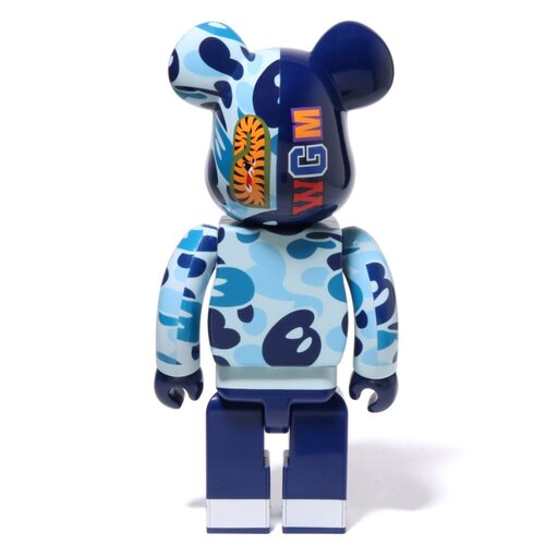 Medicom Toy 400% & 100% Bearbrick - Bape Baby Milo Camo Shark by A Bathing Ape (Blue)