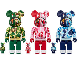 Medicom Toy 400% u0026 100% Bearbrick set - Bape Baby Milo Camo Shark by A  Bathing Ape (3 Pcs)