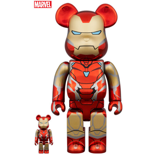 Medicom Toy 400% & 100% Bearbrick - Iron Man - Mark 85 Chrome ed. (BWWT3)