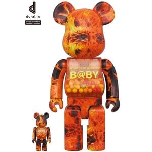 Medicom Toy 400% & 100% Bearbrick set - My First Bearbrick Baby (Flame)