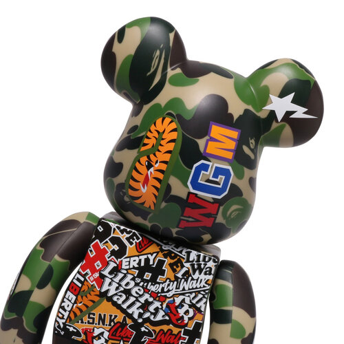 Medicom Toy 400% + 100% Bearbrick set - LBWK x BAPE (Green Camo)