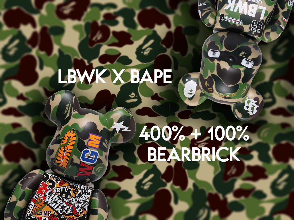 MM VS BAPE BE@RBRICK 100% & 400% (GREEN） MEDICOM TOY: BE@RBRICK - BAPE x Neighborhood 100% & 400% – TOY TOKYO