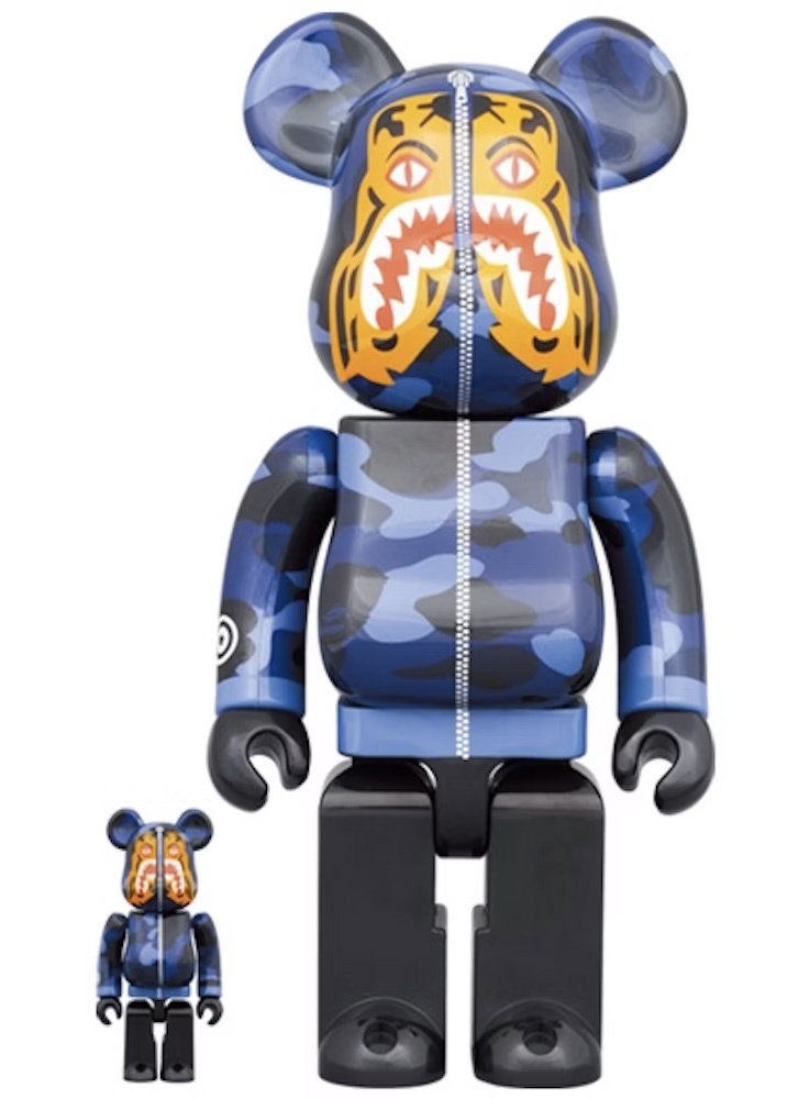 BE@RBRICK BAPE(R) CAMO TIGER 1000％　ブルー 400% & 100% Bearbrick set - Camo Tiger by BAPE (Blue ver
