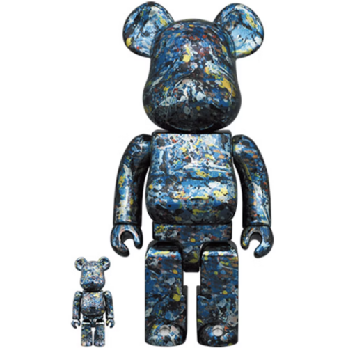 Medicom Toy 400% & 100% Bearbrick Set – Jackson Pollock Studio (Chrome Ver.)
