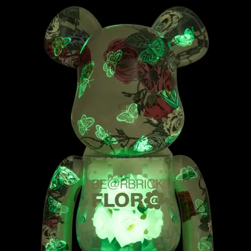 Medicom Toy 400% Bearbrick - Flora Glow in the Dark (Mames)