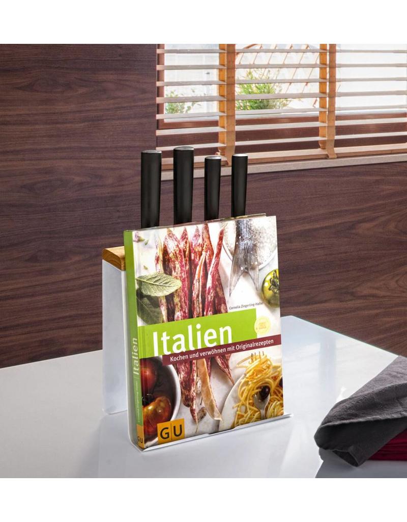 Küchenorganizer Kochbuchständer Messerblock für Tablet-PC weiss 202850101-HE