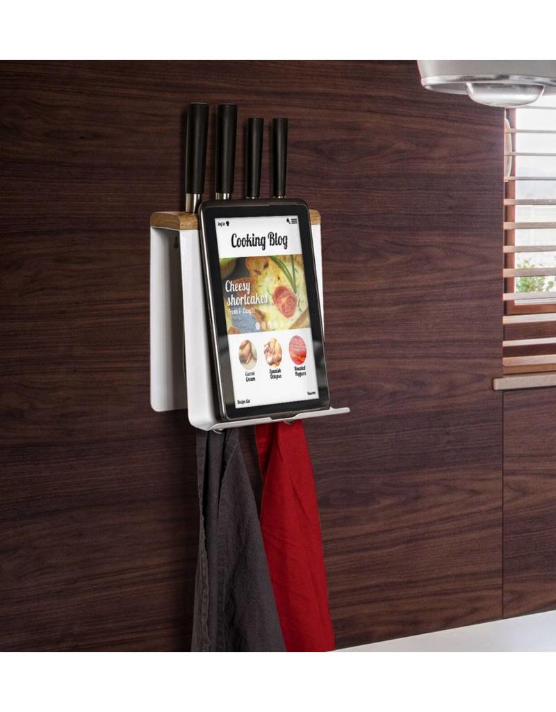 Küchenorganizer Kochbuchständer Messerblock für Tablet-PC weiss 202850101-HE