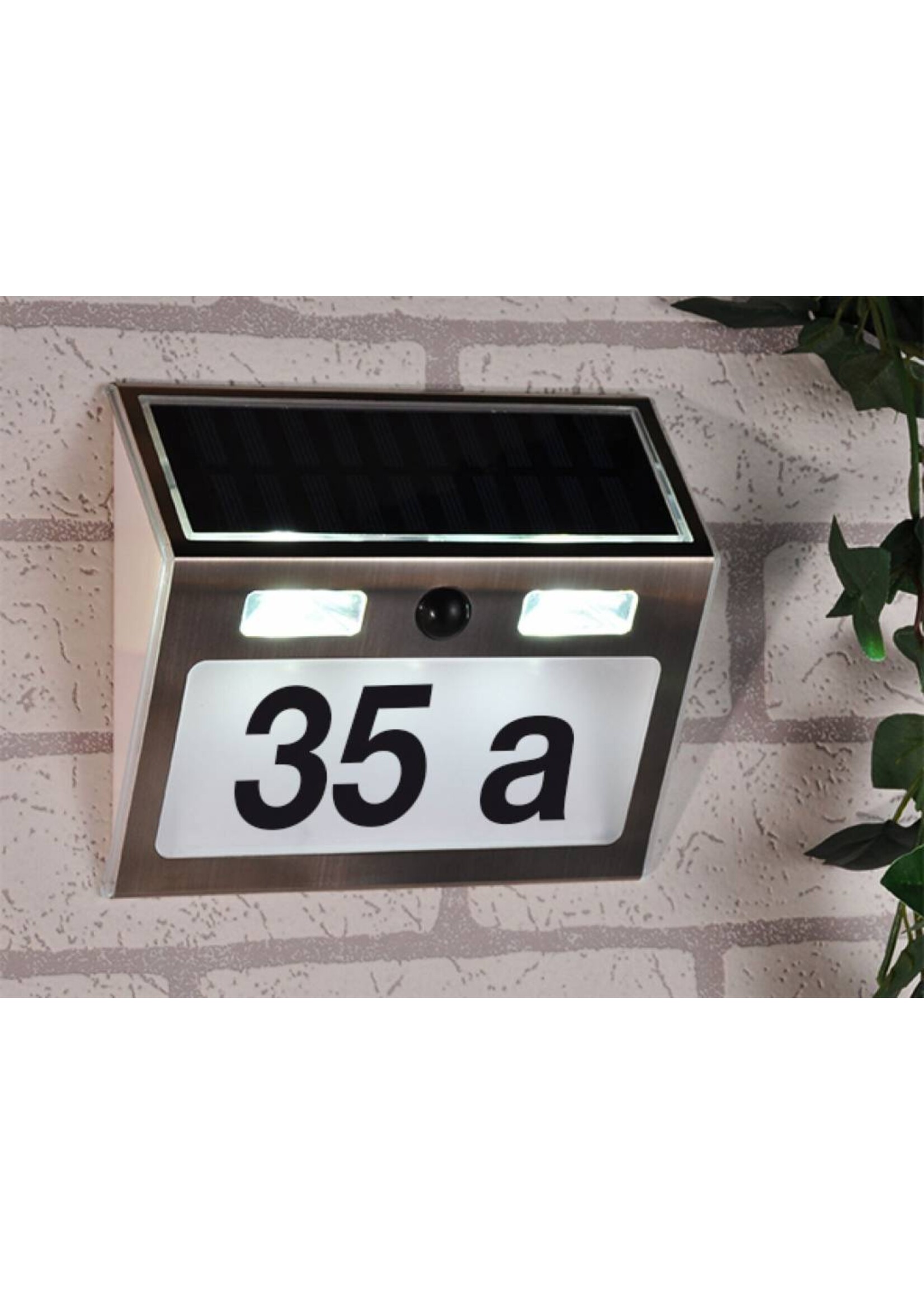 Edelstahl Solar LED Hausnummer 3 LEDs mit Bewegungsmelder 60253