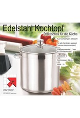 Edelstahl Universal Kochtopf Topf 10Ltr. Glasdeckel und Dampfabzug 1120
