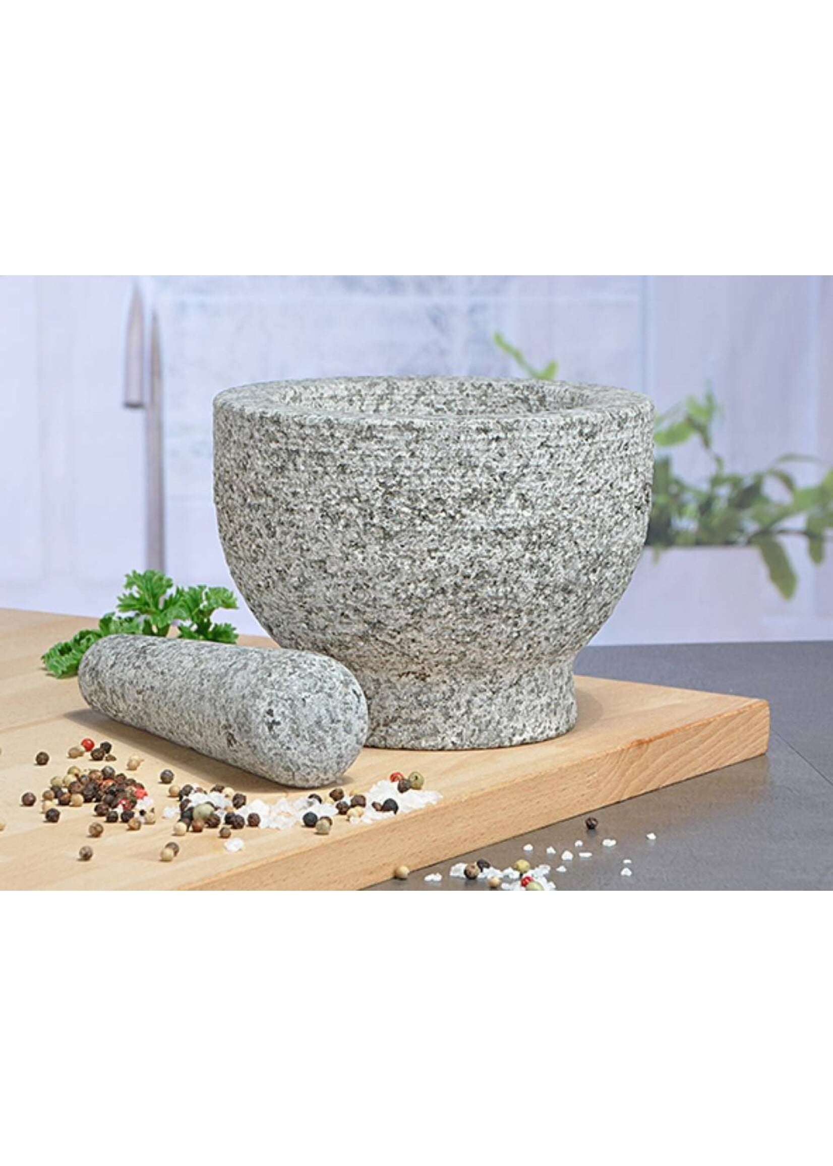 Mörser mit Stößel aus Granit 14074