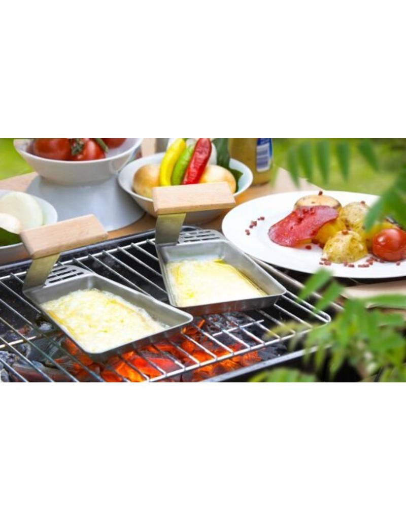 Grillpfännchen Set 2er ideal für Fisch Gemüse inkl. 2 Holzschaber 201270219-HE