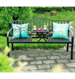 Gartenbank Bank aus Metall anthrazit mit integriertem Tisch 150cm 2466