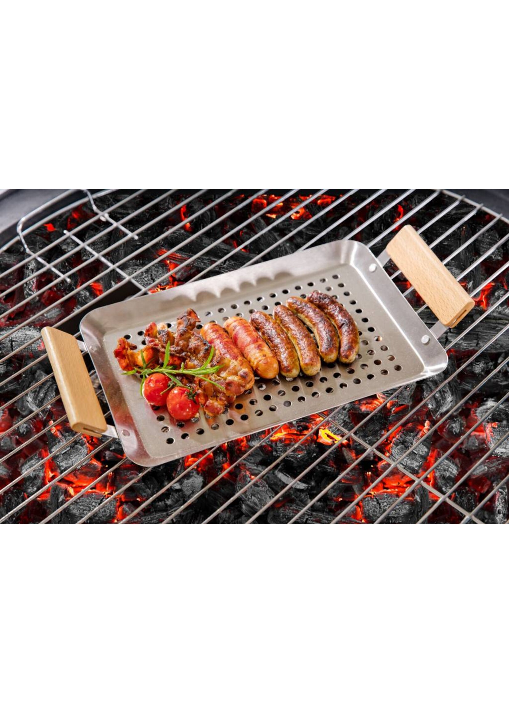 Edelstahl Grillschale Padella für Gemüse Fisch Fleisch 34x18,5cm 203650219-HE