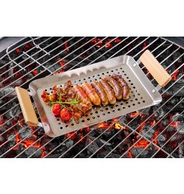 Edelstahl Grillschale Padella für Gemüse Fisch Fleisch 34x18,5cm 203650219-HE