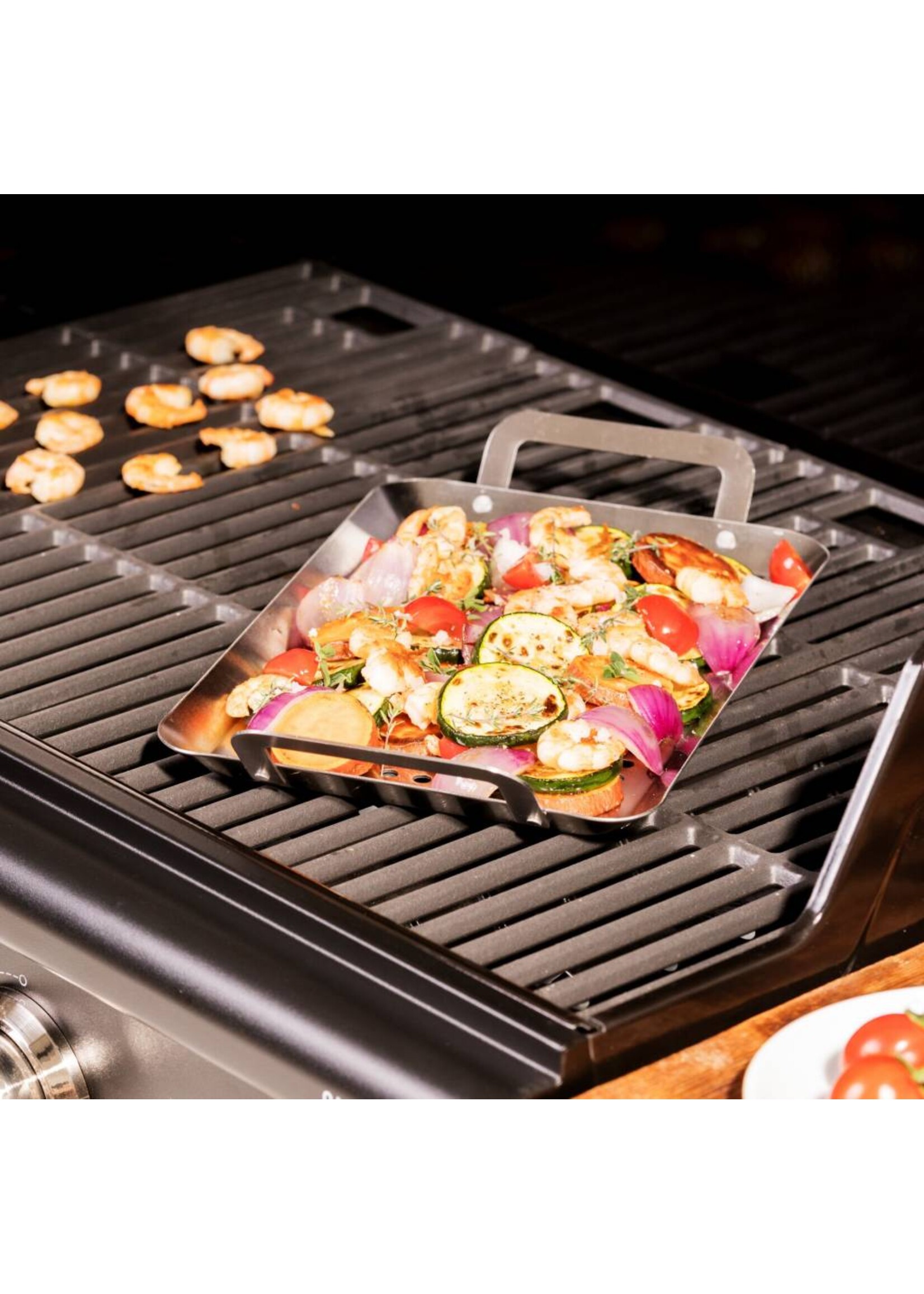 Edelstahl Grillschale Padella für Gemüse Fisch Fleisch 34x18,5cm 203650219-HE