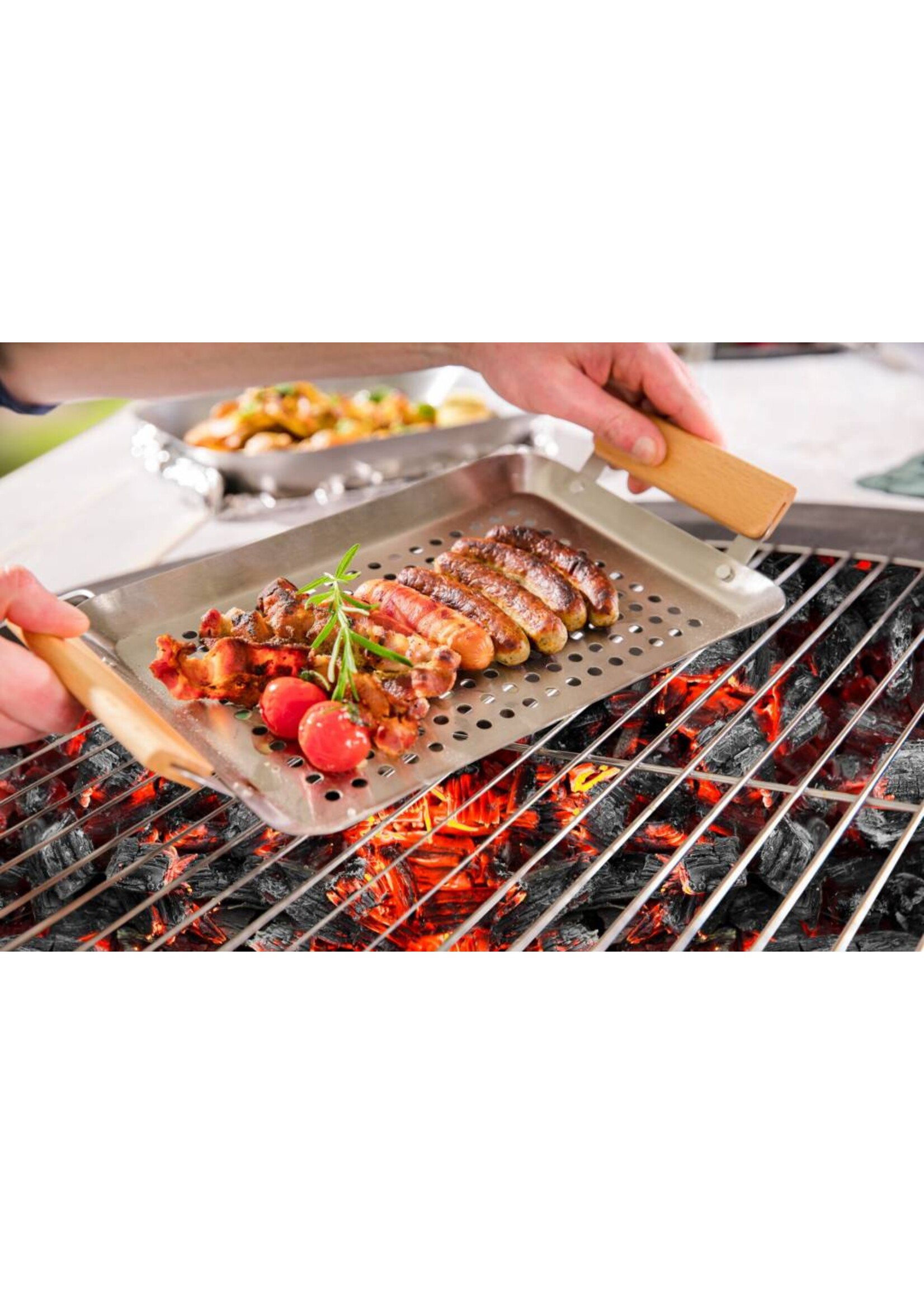 Edelstahl Grillschale Padella für Gemüse Fisch Fleisch 34x18,5cm 203650219-HE