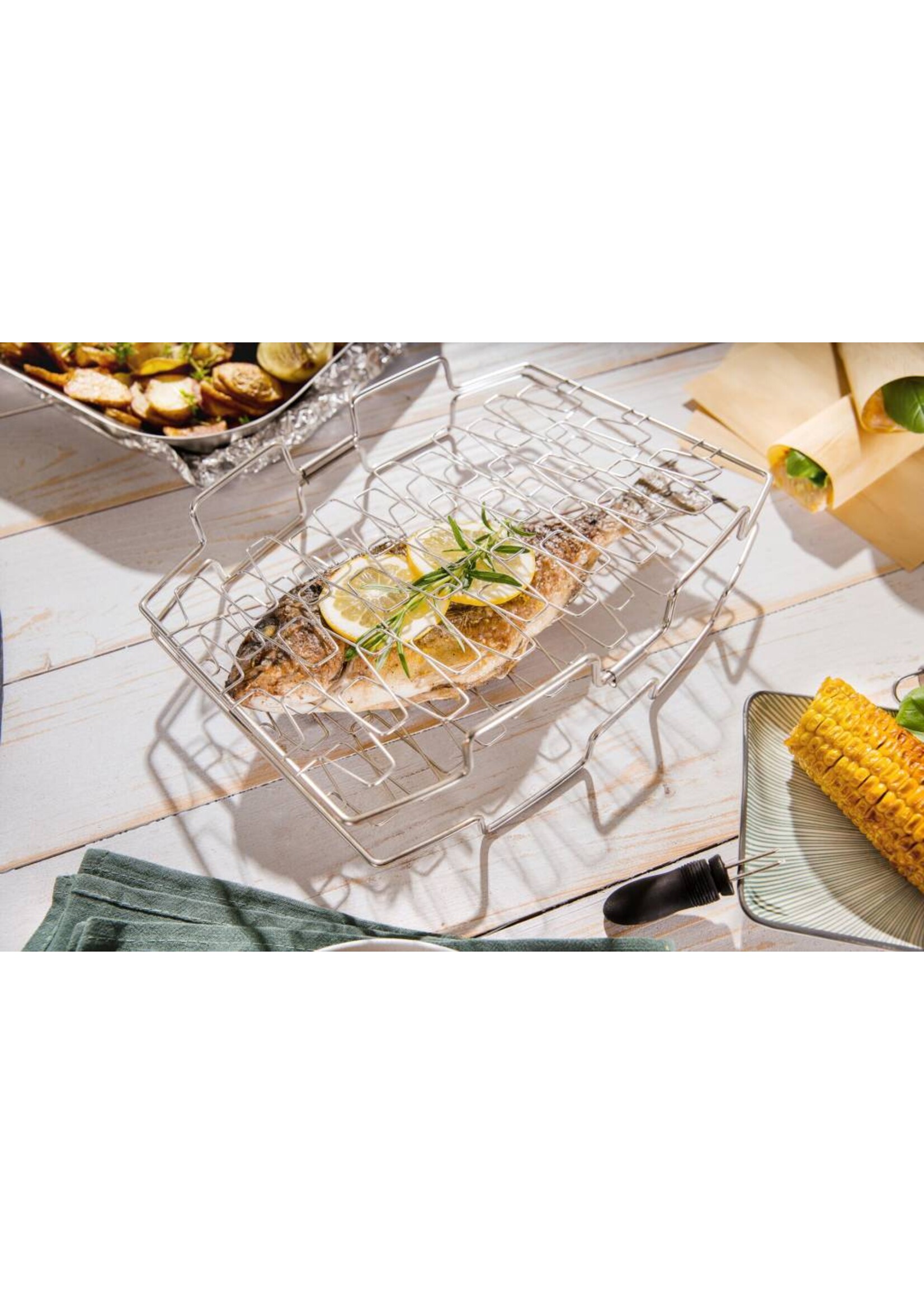 Edelstahl Fischhalter Gemüsehalter Pescado Fisch Gemüse Fleisch 203660119-HE