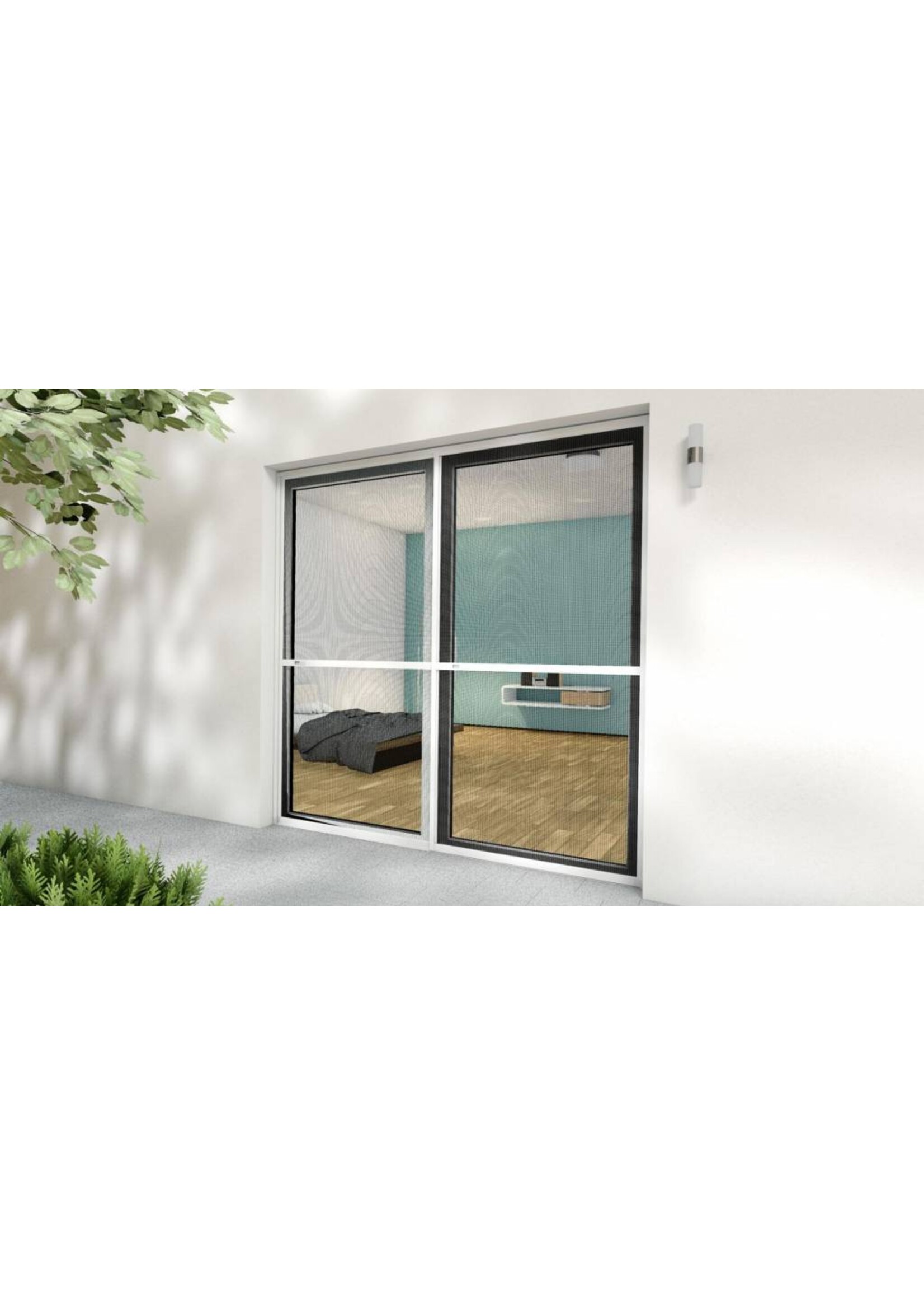 Fliegengitter Doppelschiebetür Schiebetür weiss 240x240cm 101340101-VH