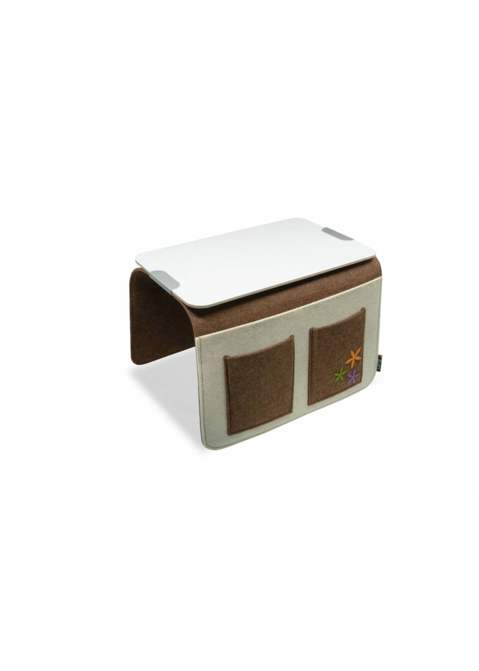 Sofa Butler Carry mit 4 Taschen Ablageplatte braun-weiss 201040202-HE