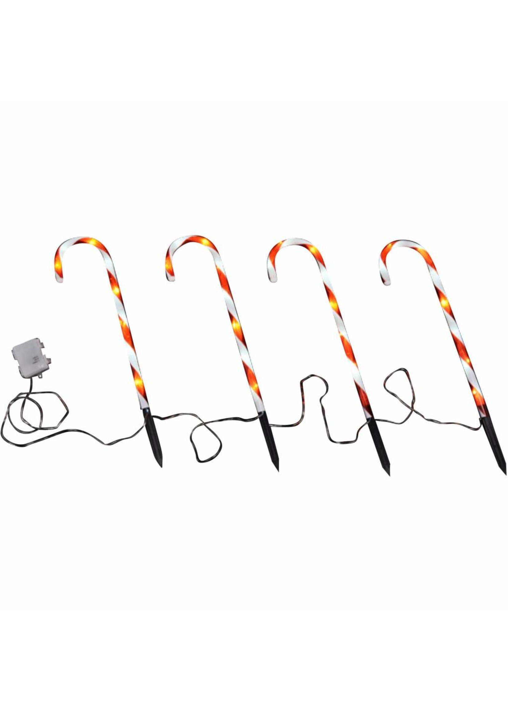 LED Zuckerstangen 4er Set Höhe 44cm Batteriebetrieb Timerfunktion 76500