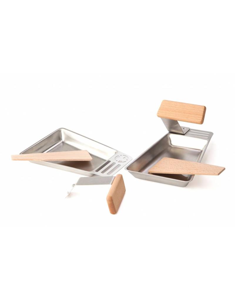 Grillpfännchen Set 2er ideal für Fisch Gemüse inkl. 2 Holzschaber 201270219-HE