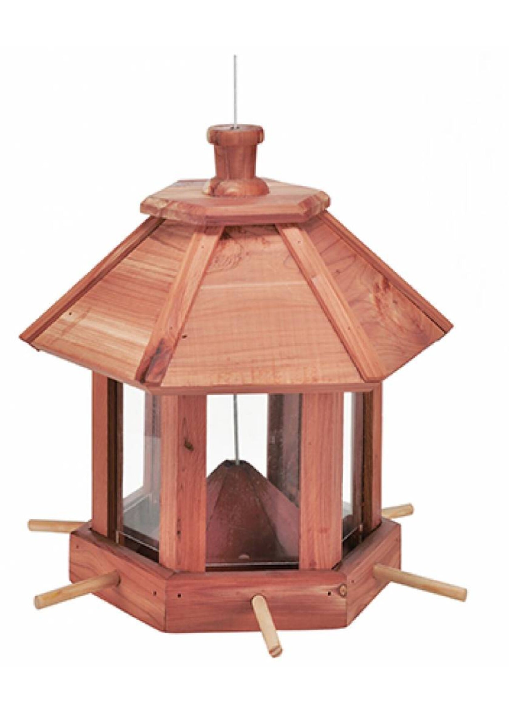 HI 57144 Vogelfutterhaus aus Holz zum Aufhängen mit 6 Sitzstangen