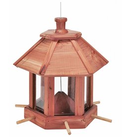 HI 57144 Vogelfutterhaus aus Holz zum Aufhängen mit 6 Sitzstangen