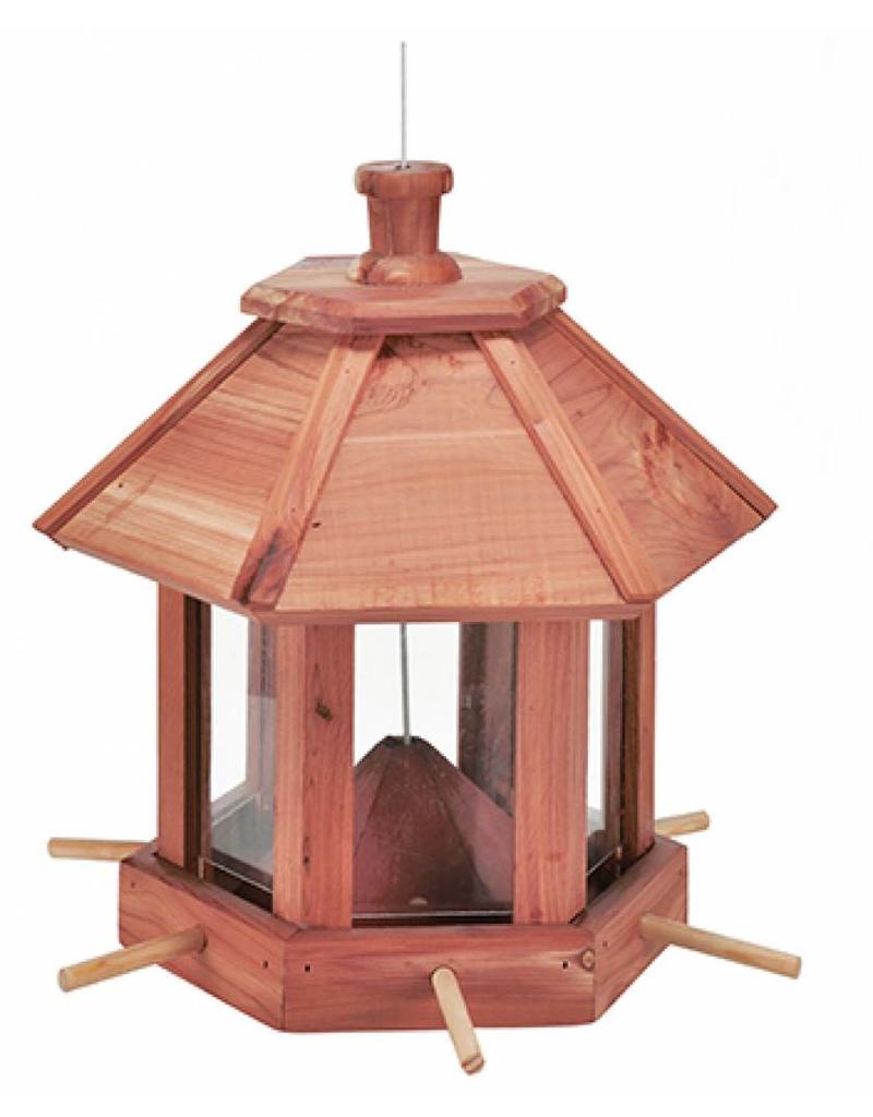 HI 57144 Vogelfutterhaus aus Holz zum Aufhängen mit 6 Sitzstangen