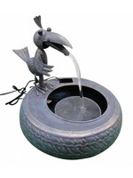HI 57223 Metallbrunnen mit Vogel und Elektropumpe für innen und aussen
