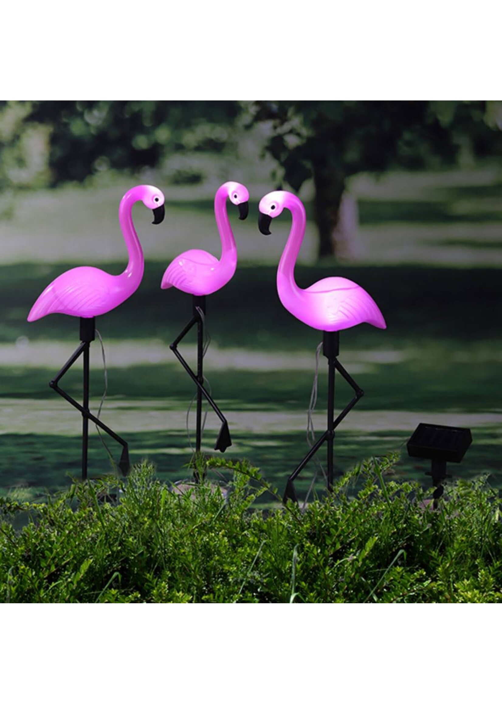 HI 70326 Solar LED Gartenstecker Flamingo 3er Set Höhe 52,5cm