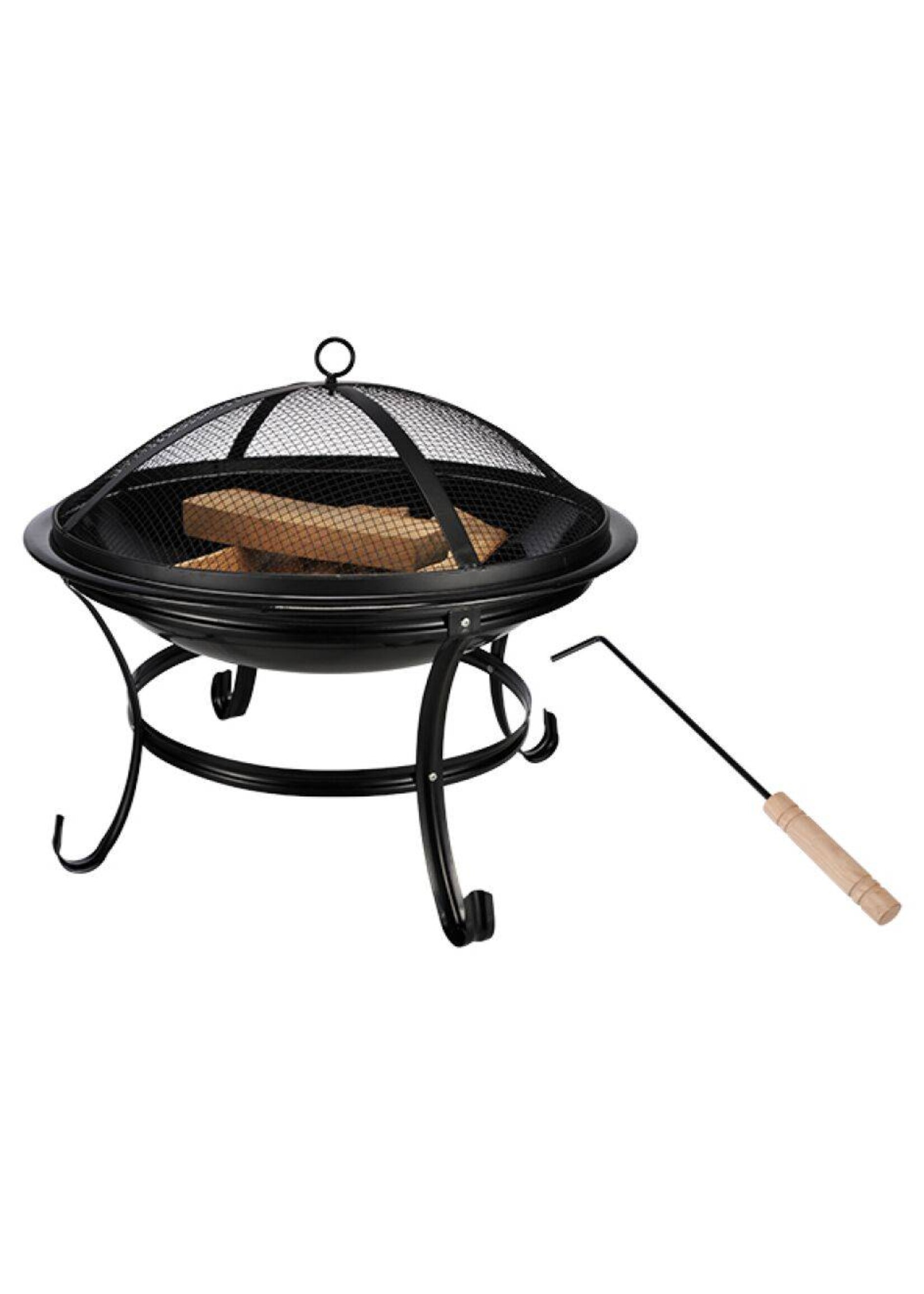 HI 64033 Feuerstelle Feuerschale mit Funkenschutz und Haken 56cm