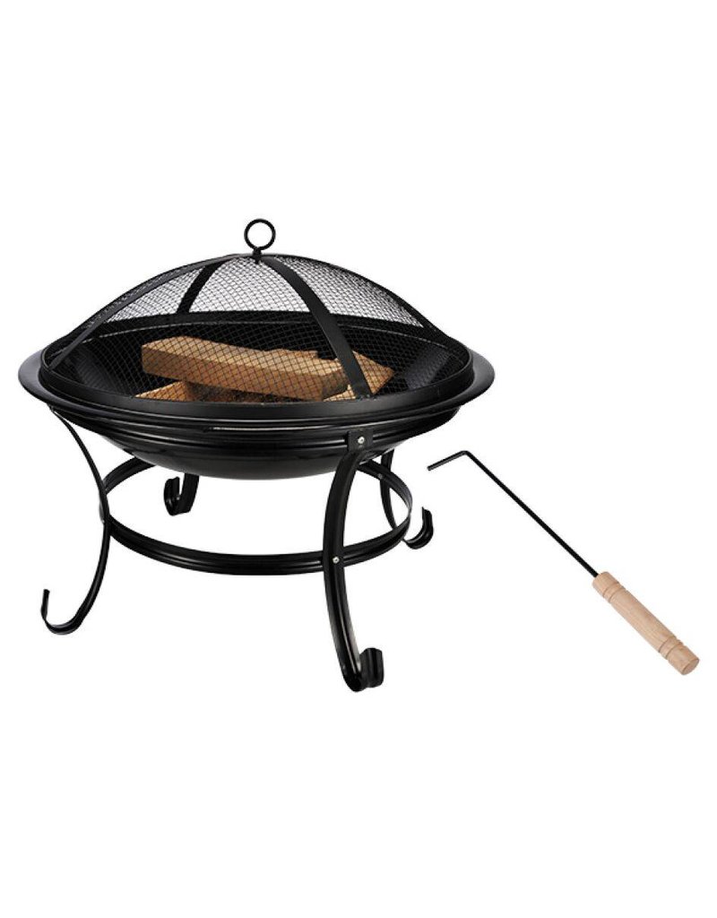 HI 64033 Feuerstelle Feuerschale mit Funkenschutz und Haken 56cm